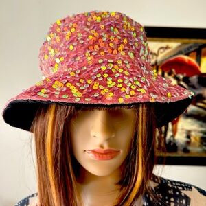 Gemma Sequined Bucket Hat in Pink
